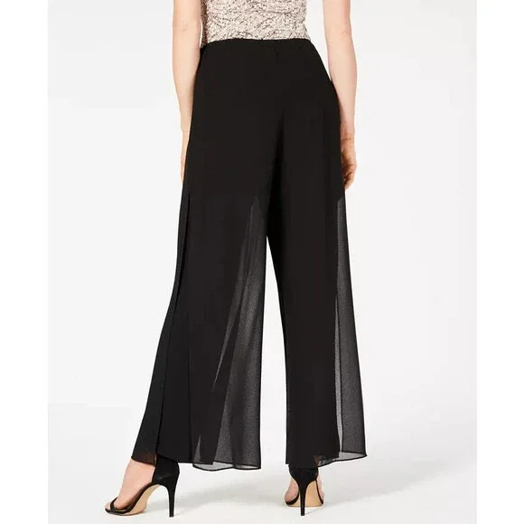 Alex Evenings Pants, Wide-Leg Chiffon Black S - Picture 3 of 6